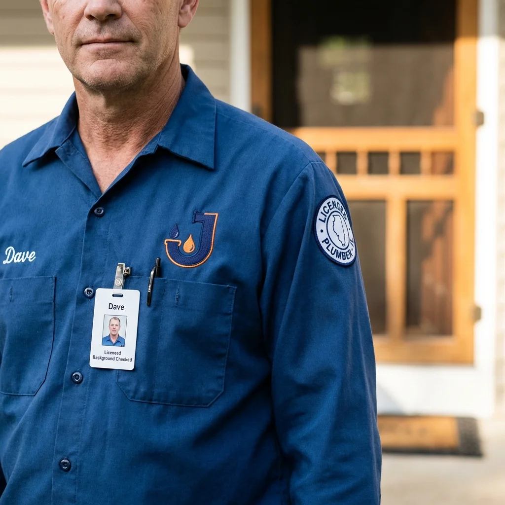 Licensed plumber showing ID badge in Myerstown, PA