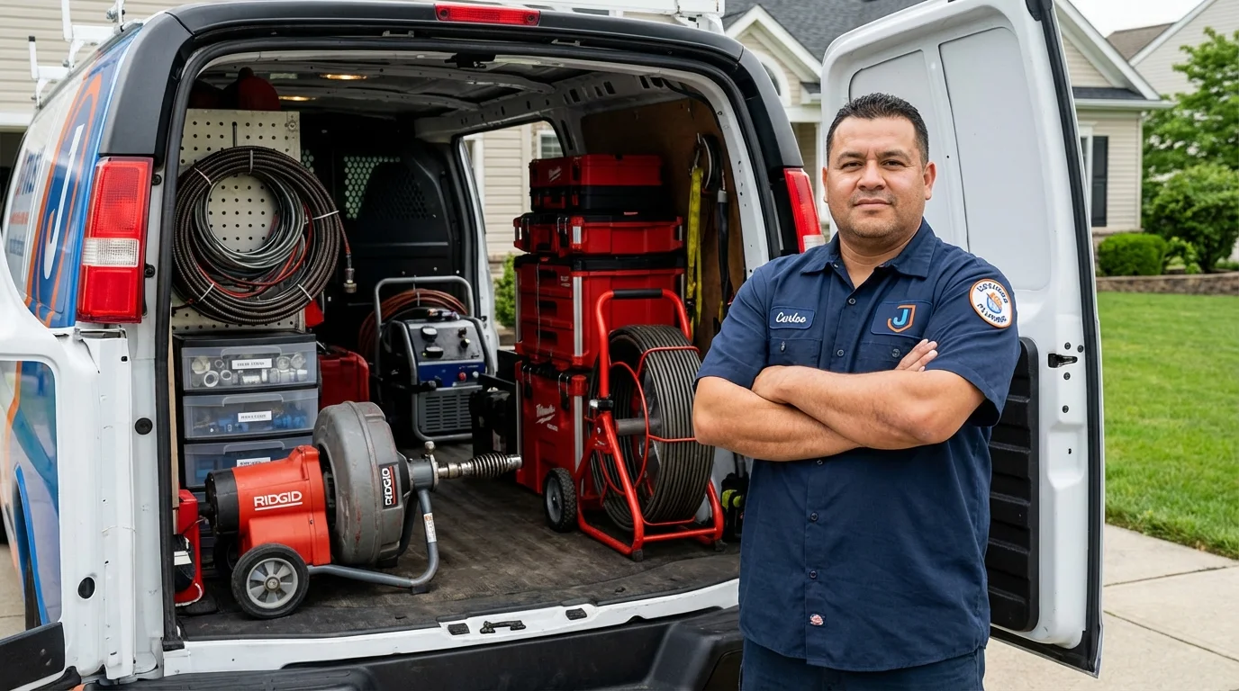 Professional drain cleaning equipment and Johns Plumbing LLC plumber in Myerstown