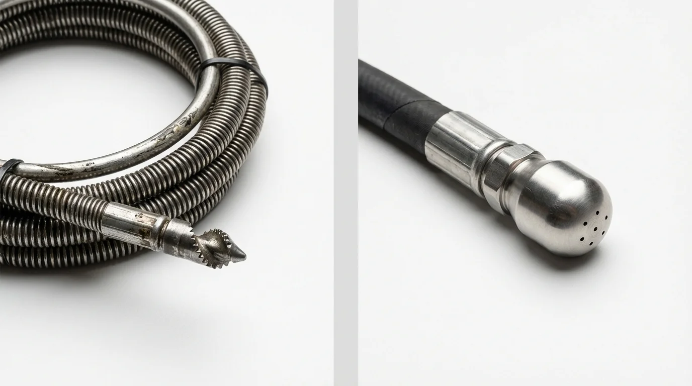 Drain snake cable and hydro jetting nozzle used for drain cleaning in Myerstown, PA