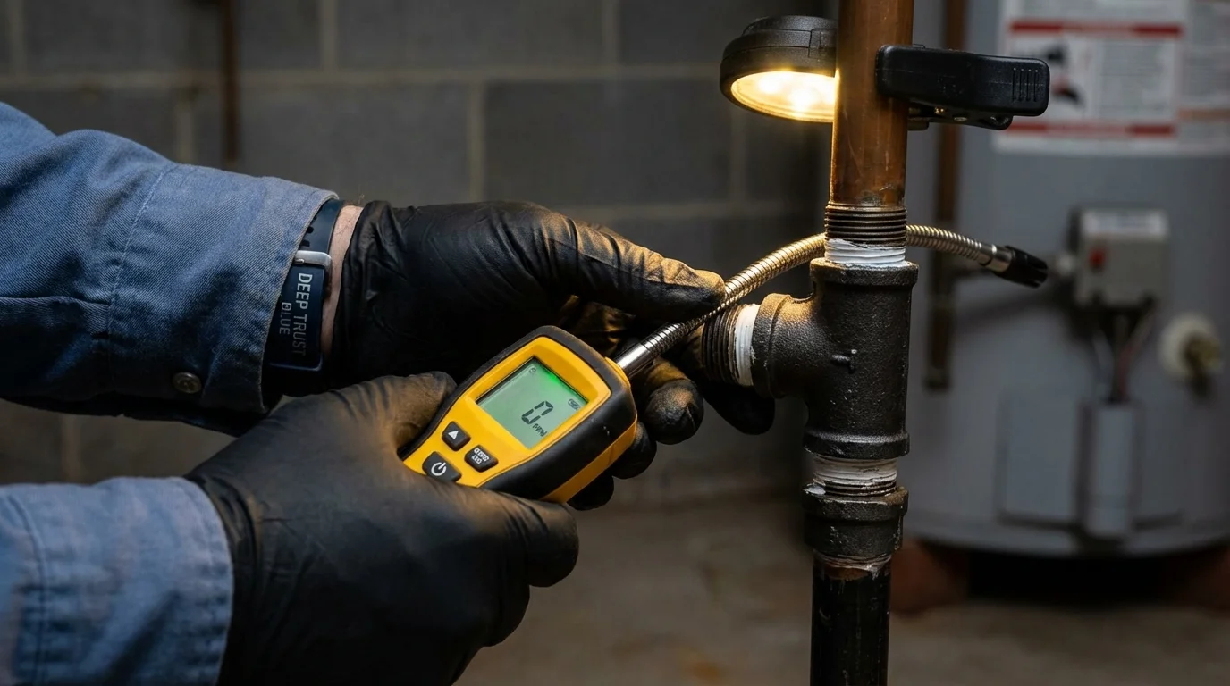 Gas leak detection with electronic sniffer by Johns Plumbing LLC in Myerstown
